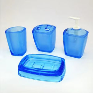 4 unids/set conjunto de accesorios de baño de acrílico transparente de forma cónica azul - Product Image 1