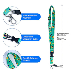 Custom Premium Adjustable Hidden Disability Sunflower Sublimation Id Lanyard Green Polyester ABS Contemporary Double-Sided