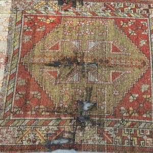 Turkish Rug, 3.9x10.5 ft <b>Runner</b> Vintage Rug, <b>Red</b> Brown Polka dot Rug - Product Image 4