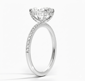 Bague de fiançailles solitaire taille poire céleste avec halo pavé pour femme, style romantique et minimaliste, diamants de laboratoire - Product Image 4