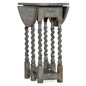 Table d'appoint pliable en bois de manguier antique rustique avec jambes sculptées en détresse meubles de chambre à coucher de salon traditionnels - Product Image 2