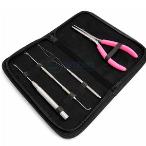 Salon Professional Hair Extension <b>Tool</b> Kit with Beading <b>Tool</b>, Loop Needle, Hook <b>Puller</b> and Pliers for Micro Ring Hair Extension - Product Image 6