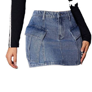 Bas en jean taille haute pour femme, tissu fin d'été, détail bouton métallique, vêtement long élégant, boutique de vêtements - Product Image 6