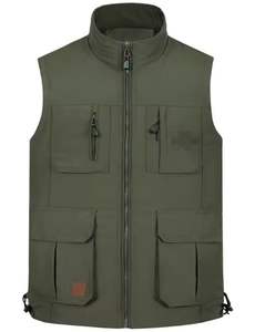 Whole <b>Sale</b> Custom <b>Lightweight</b> Sleeveless Puffer <b>Jacket</b> <b>Men</b> Canvas Stand Collar Front Logo Warm Outdoor Winter Vest - Product Image 3