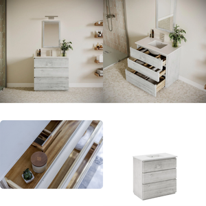 Tocadores de baño de diseño moderno con fregadero y 3 cajones - Product Image 2