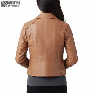 Chaqueta de cuero de mujer de alta calidad al por mayor, chaqueta de cuero original de alta calidad con cremallera, chaqueta de cuero personalizada para mujer - Product Image 2