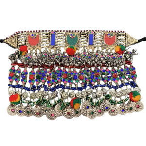 ชุดเครื่องประดับสไตล์โบฮีเมียนอัฟกัน พรีเมียม ทำจากสแตนเลสเคลือบเงินโบราณ พร้อมกระดิ่งห้อย สำหรับงานปาร์ตี้และพิธีกรรมทางศาสนาอิสลาม - Product Image 1