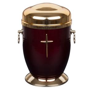 Best Quality Golden Cross Design Metal Cremation Urn For Dignified Memorial, Red Finishing Keepsake Urns for Adult Human Ashes - Product Image 3