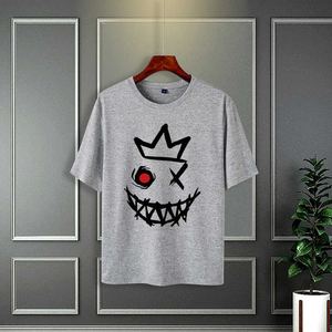 Camiseta deportiva de punto para hombre con cuello redondo de poliéster 100% al por mayor 180 gramos Vintage Digital impreso personaje suelto corto en blanco - Product Image 1