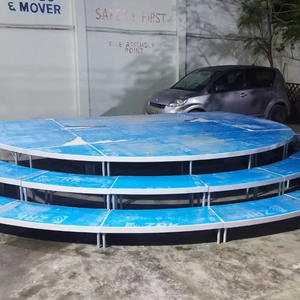 โต๊ะเค้กโลหะสีทองแบบมีแท่นวางเค้กโต๊ะทรงกลมทำจากแก้วโต๊ะเค้กสแตนเลสสำหรับงานแต่งงานงานอีเว้นท์ - Product Image 1