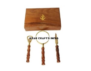 Loupe avec manche en bois Fantaisie verre indien de haute qualité fait à la main en gros élégant grande loupe - Product Image 4