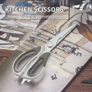 Industrial Grade Smooth Stainless Steel <b>Kitchen</b> <b>Scissors</b> Multi-Purpose Cover for Vegetables Foods Meats Poultry Cutting Shears - Product Image 2