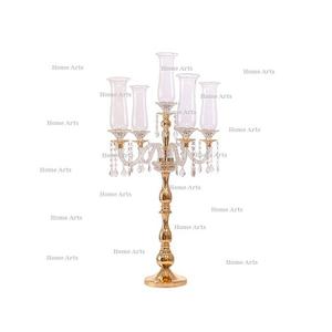 Merveilleux candélabre en aluminium à 5 bras avec chaînes en cristal pièce maîtresse de bonne qualité pour mariage et fête - Product Image 4