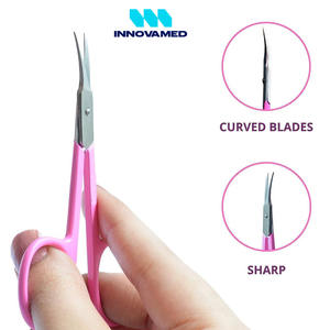 Ciseaux à cuticules en acier inoxydable incurvés avec manche en plastique rose, prix de gros, fabriqués au Pakistan, nouveau produit par INNOVAMED - Product Image 2