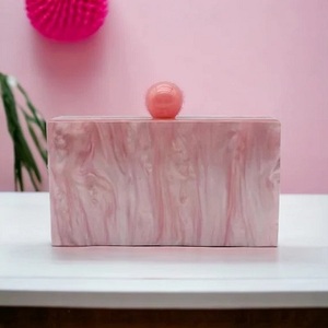 Bolso de mano de resina de noche de moda clásica para mujer, patrón de piedra multicolor, diseño cuadrado, tamaños personalizables - Product Image 2