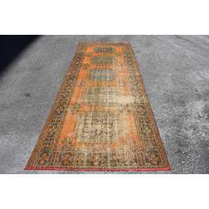 พรมขนาด 4.1x11.2 ฟุต, พรมตุรกี, พรมโมร็อกโกขนสัตว์สีส้มวินเทจ - Product Image 1