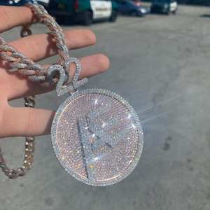 จี้เพชรโมอิสเงินแท้925สามารถปรับแต่งชื่อได้เครื่องประดับตัวอักษรเพชรชุบทองสีเหลืองสไตล์น่ารัก - Product Image 5