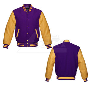 Corps en laine Manches en cuir Conception personnalisée Veste Letterman en laine et à manches en cuir lourds - Product Image 6