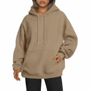 Sudadera con capucha para mujer de talla grande personalizada al por mayor, jersey de gran tamaño de otoño e invierno de estilo informal de alta calidad, forro polar liso teñido de manga larga - Product Image 5
