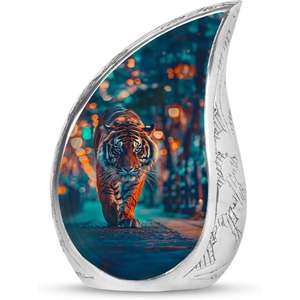 Nouvelles urnes en aluminium de conception imprimée de tigre noir pour l'urne de crémation de larme de cendres humaines pour les fournitures funéraires d'humains - Product Image 3