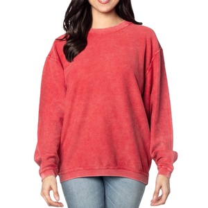 Sweat-shirts pour femmes 100% coton, coupe oversize, effet délavé, col rond côtelé, grandes tailles, MADE BY HS 2026 - Product Image 2
