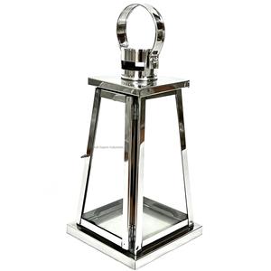 Lanterne à bougie en acier inoxydable et verre de conception personnalisée finition argentée faite à la main pour la décoration de la maison et du mariage - Product Image 6