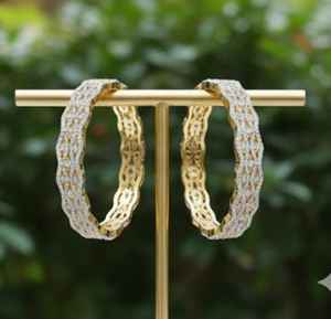 เครื่องประดับเพชรแบบอเมริกันมีสไตล์ทูโทนสีทาทาทาทาทาทาทาทาทาทาทาทากำไล2ชิ้นเครื่องประดับดีไซน์หรูหราสำหรับผู้หญิงและงานแต่งงาน - Product Image 6