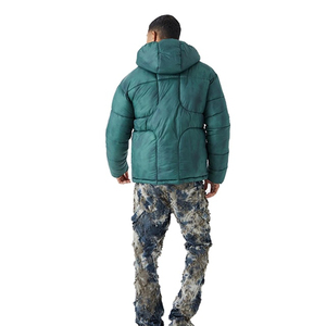 <b>Men's</b> Heavyweight Custom <b>Pullover</b> Puffer Jacket High Quality Stylish Plain Winter Nylon Hood Plus Size Stand Collar Zipper - Product Image 2