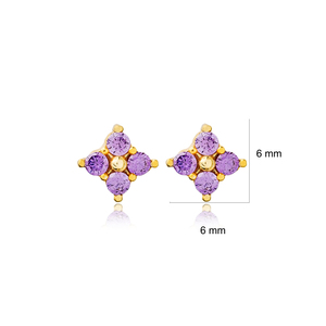New Fashion Amethyst Zircon Stone Flower Design <b>Stud</b> <b>Earrings</b> Turkish 925 Sterling Silver Jewelry - Product Image 5