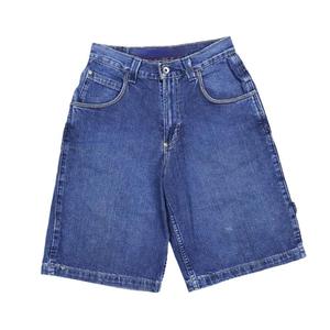 <b>High</b> <b>Waist</b> Knee Length Women <b>Jean</b> Shorts Hip Hop Denim Shorts Baggy Wide Leg Summer Pants Jorts Blue Wash Patchwork Denim Shorts - Product Image 2