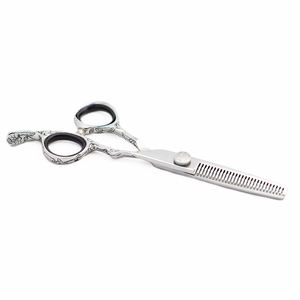 Poignée fantaisie 5.5 \ "couleur argent barbier rasoir coupe cisaillement acier inoxydable ciseaux Kit élégant beauté ciseaux ensemble - Product Image 5