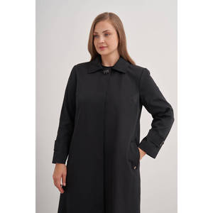 Abrigo Largo Impermeable de Cuero con Forro de Cachemira y Estampado Tejido - Product Image 5