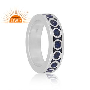 Bague ajustable en argent sterling fin avec pierres précieuses lapis lazuli naturelles, fabrication de bijoux - Product Image 3