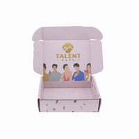 Boîte cadeau personnalisée en carton ondulé, grande, de Noël, gaufrée, avec pelliculage mat, recyclable, empilable, rigide, emballage haut de gamme, carrée, rose