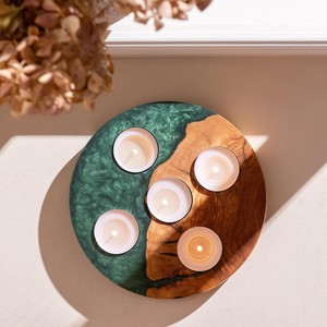 Bougeoir artisanal en résine et bois avec forme personnalisée pour la décoration de la maison - Product Image 6
