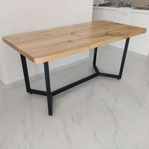 Traditional <b>Pine</b> Wood Farmhouse Dining <b>Table</b> & 4 Antique Upholstered Leather Aster Chairs (CBBA142) - Product Image 3