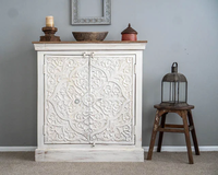 Buffet de salon de style farmhouse en bois massif de luxe avec portes et étagères, design moderne blanc pour bar à domicile, hôtel, taille personnalisée