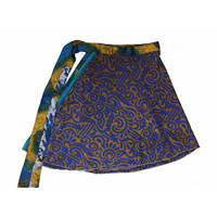 Falda/Vestido de Playa de Chifón de Seda de 2 Capas Estampada Estilo Sari Vintage con Decoración Mágica Envolvente - Venta al por Mayor