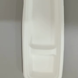 Plateau de bateau de nourriture assiettes de bagasse biodégradables classiques assiettes de canne à sucre jetables écologiques pour les fêtes, les événements, la restauration - Product Image 1