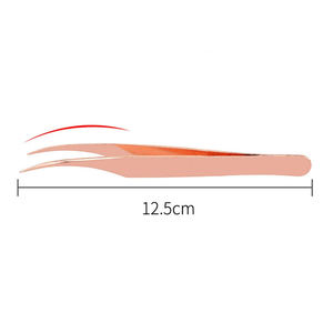 แหนบหนีบขนตาสแตนเลสแบบมืออาชีพสำหรับการต่อขนตาสีทองป้องกันไฟฟ้าสถิตย์เครื่องมือแต่งหน้า - Product Image 2