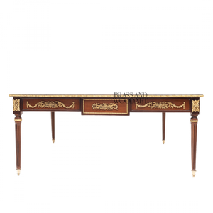Ensemble de table basse en bois classique de luxe avec incrustations carrées - Product Image 4