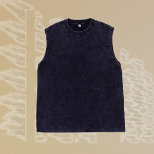 Débardeur de sport pour homme en polyester/coton respirant, coupe ample, manches courtes, pour musculation, t-shirt lourd pour homme - Product Image 2