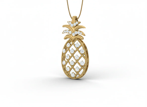 Pendentif moderne en forme de fruit tropical, taille diamant, en or rose 14 carats avec diamants naturels, bijoux fins pour femmes, designs d'inspiration tropicale - Product Image 4