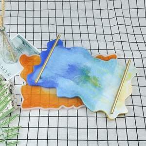 ถาดเรซิ่นหรูหรา ถาดตกแต่งทันสมัยสำหรับโต๊ะกาแฟ งานแต่งงาน ใช้เสิร์ฟอาหาร เครื่องดื่ม ไวน์ น้ำ - Product Image 2