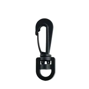 OEM Wholesale Backpack Accessories 12mm Rotatable Clip Buckle Black Swivel Plastic Snap Hook