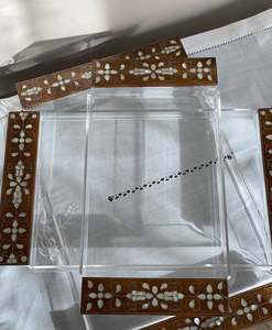 Handmade Luxury Acrylic and <b>Wood</b> Date & Sweet tray with Mother of Pearl Inlay <b>Lid</b> Custom Size Ramadan Mubarak and Eid Gift - Product Image 1