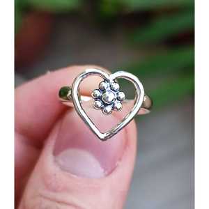 Simple Minimalist 925 Sterling Silver Heart Shape <b>Ring</b> for Girls Handmade Love <b>Ring</b> with Claw Inlay Gift for Her - Product Image 3