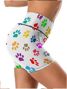 Nouvelles femmes patte impression Shorts Nylon Spandex taille haute Shorts d'entraînement Fitness Yoga ascenseur bout à bout Fitness dames Yoga Gym course court - Product Image 3