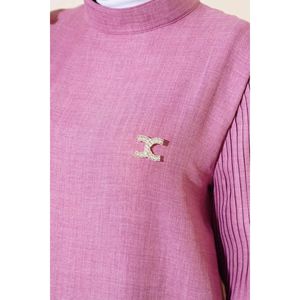 ชุด2ชิ้นผ้าลินินแขนจีบสีม่วงแดง - Product Image 3