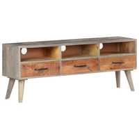 Console TV en Bois de Mangue Fait Main avec Tiroir, Style Européen Nordique Loft, Unité Multimédia pour Salon, Design Moderne